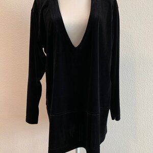 Staples- Velvet Tunic with low v-front requiring a camisole to be worn.